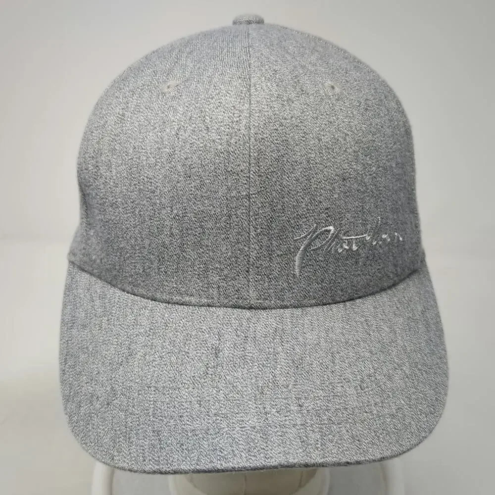 Phat Farm Baseball Cap Gray M Fitted Heather Script Logo Back Patch 6-Panel Hat